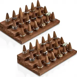 Elegant for Ring Display Stands Made of Solid Wood, Featuring a 3-Tier Design for 18 for Rings And a 2-Tier Design for 12 for Rings, Perfect for Showcasing Jewelry And Enhancing Home Decor, Ideal for Storing for Rings, Jewelry Towers, Organizers