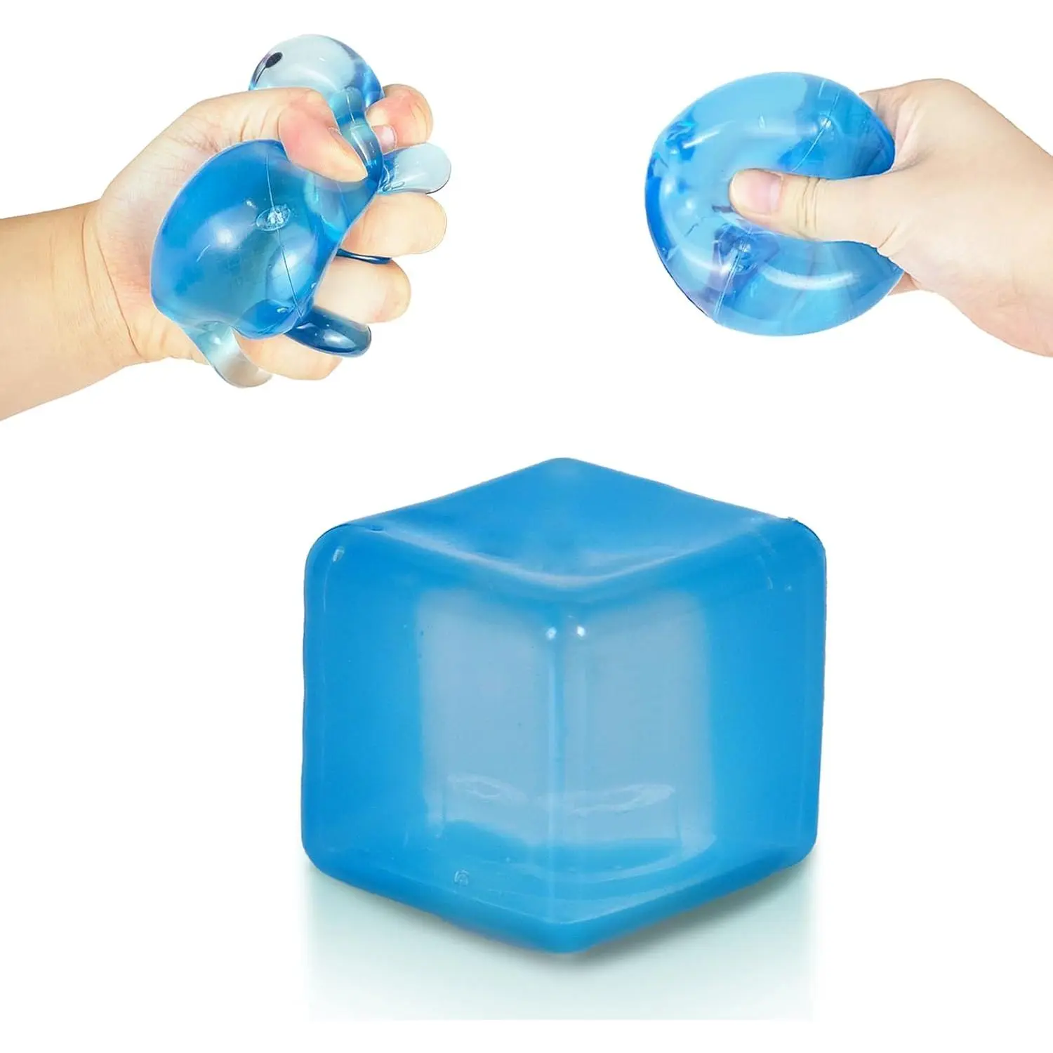 Ice Cube Squishy Toys, Durable Stress Balls, Silent Sensory Fidget Toys for Anxiety Relief, Soft Squeeze Cube Toy for Boys Girls Age 3+, Party Favors Classroom Prizes,Focus Enhancement, Brain Relaxation & Strength Fostering
