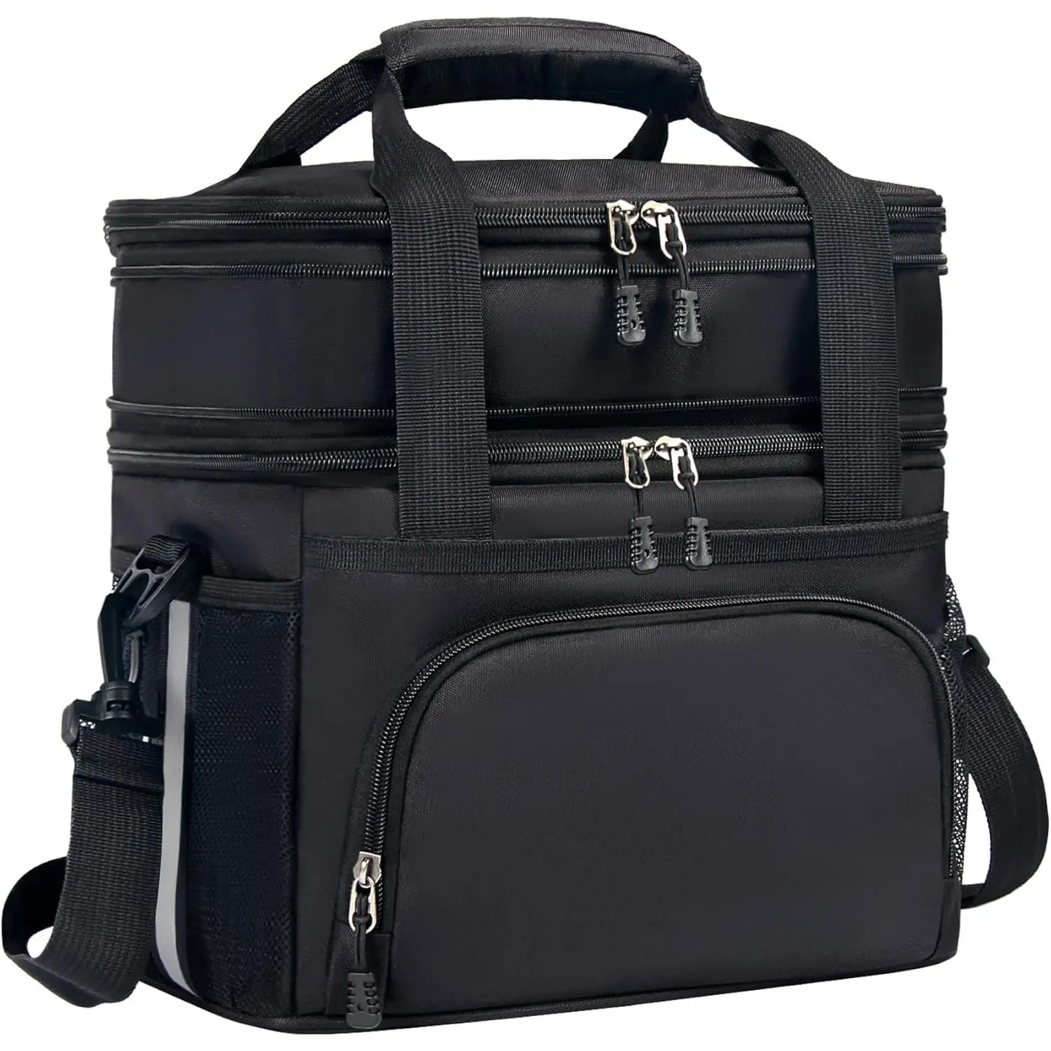 Unisex Tactical Insulated Cooler Bag - 16L Expandable Double Deck Heavy Duty Leakproof Meal Prep Tote for Adults, Truck Drivers, Work - Outdoor Gear with Shoulder Strap, Water Resistant, Peva Liner, Utility, 2 Mesh Bottle Slots, Work Sites