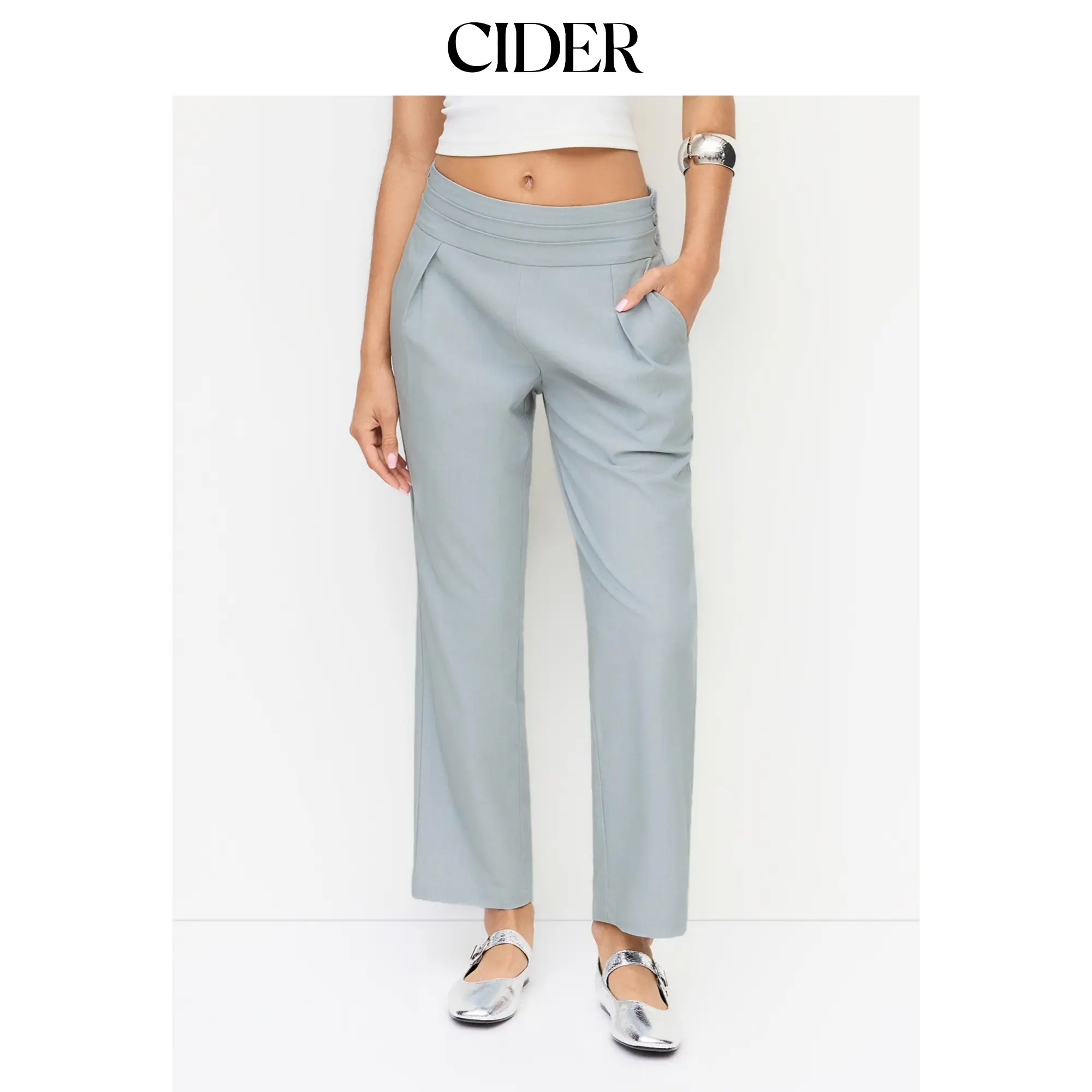 Cider Low Rise Tapered Cropped Trousers