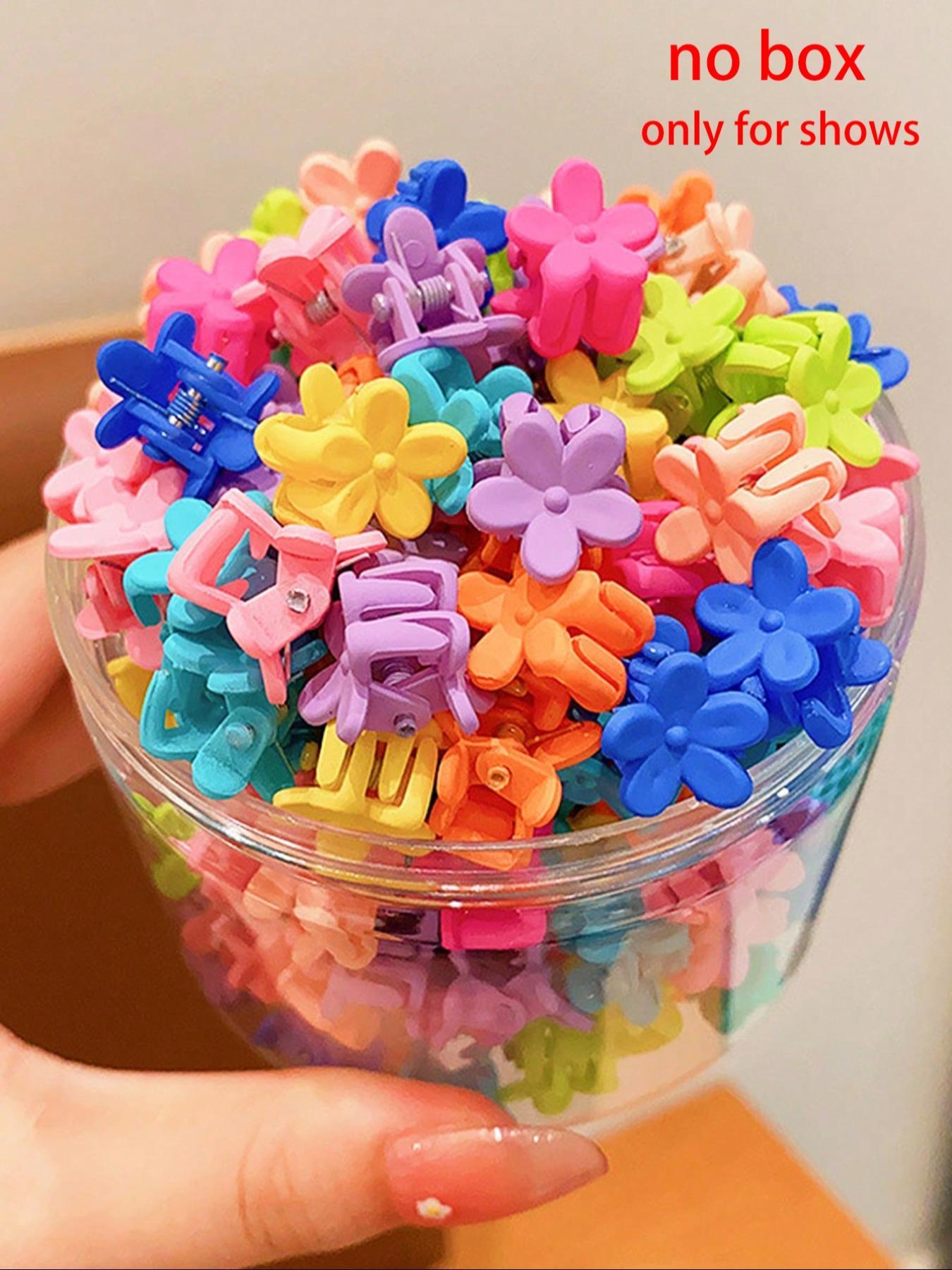 Random Color Flower Design Mini Hair Claws, Cute Colorful Hair Accessories for Women & Girls, Minimalist Headwear Suitable for Thick Hair, Super Cute Clips, Hair Clip Set, Hair Decor