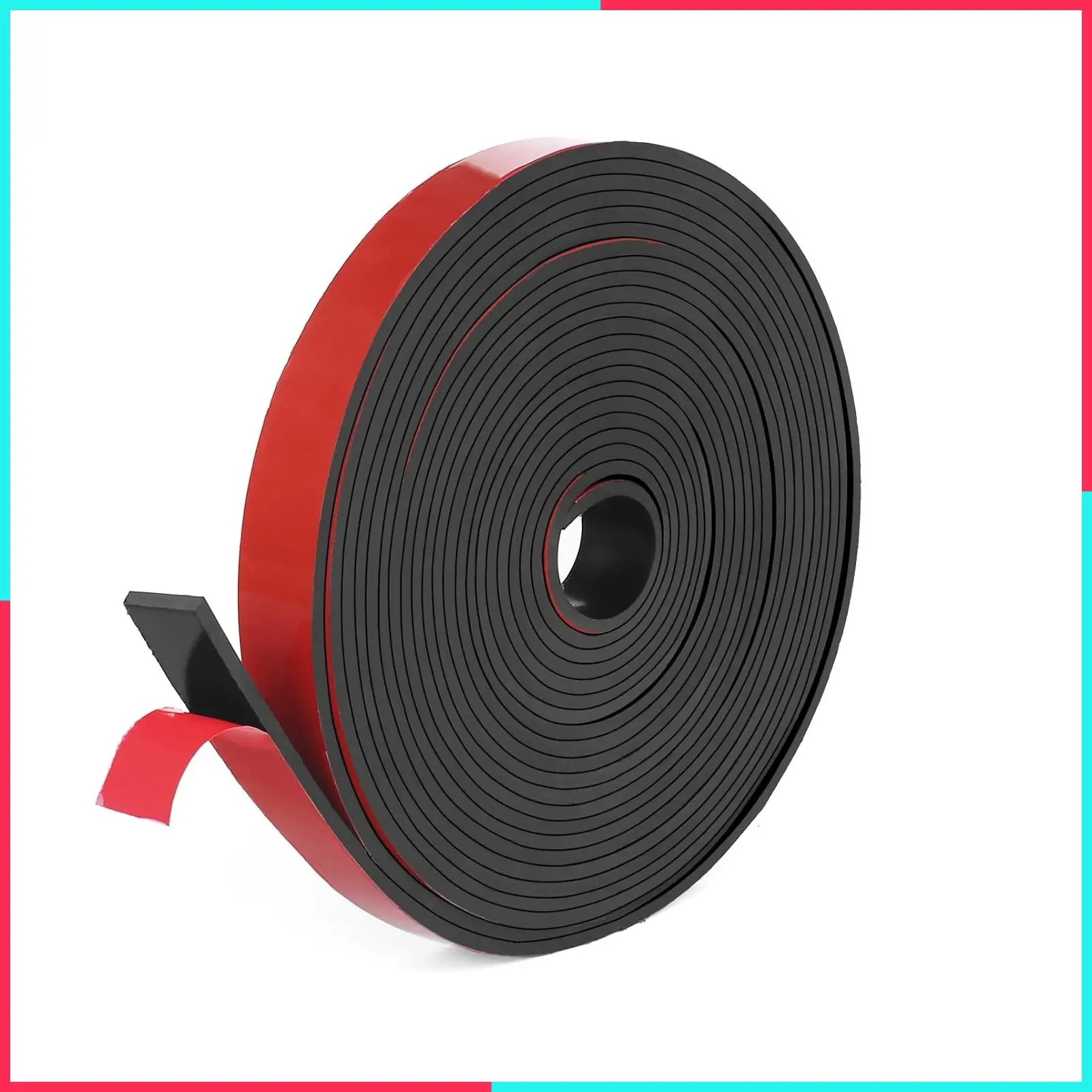 Adhesive Solid Rubber Strips, 1/2" Wide x 1/16" Thick x 180" Long, Self-Stick Black Neoprene Rubber Rolls for DIY Insulation, Cushion, Gasket, Sealing, Liner, Weather Stripping