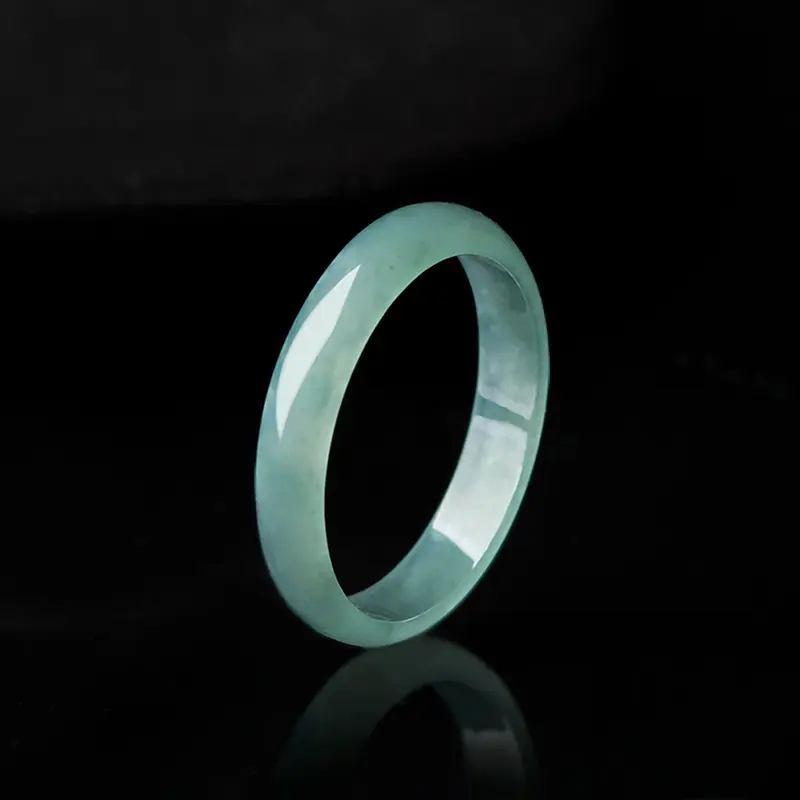 Natural Grade A Burma Blue Water Jadeite Band Ring Icy Translucent Unisex Couple Matching Plain Jade Ring Healing Everyday Fine Jewelry for Men Women, Blue Stone Rings, Colored Gemstone Rings