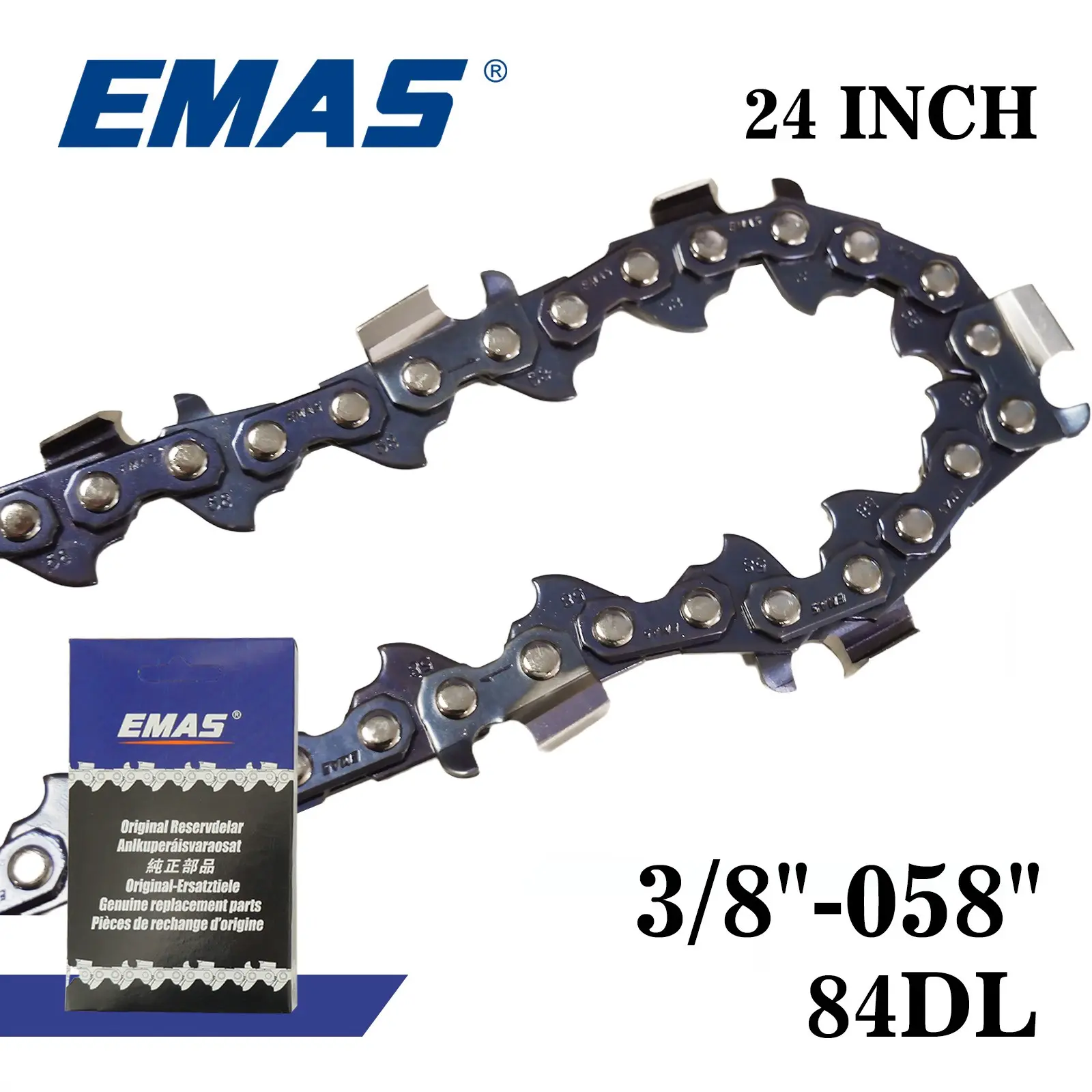 24 Inch Chainsaw Chain, Durable Replacement Chain for Gasoline Chainsaws, Wood Cutting Gardening Work, 3/8"-058"-84dl" Model Xinghao