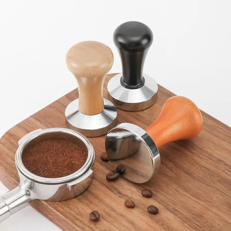 1pcs Wood Handle Espresso Coffee Tamper, Coffee Press Tool, Coffee Powder Compactor, Essential Kitchen Utensil for Baristas