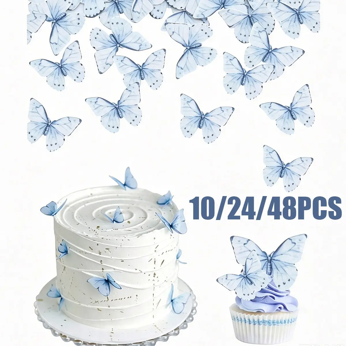 Butterfly Cake Decorations, Paper Butterfly Cupcake Picks, Fairy Birthday Cake Decor, Wedding Anniversary Baby Baptism Party Decor, Spring Summer Cake Decor