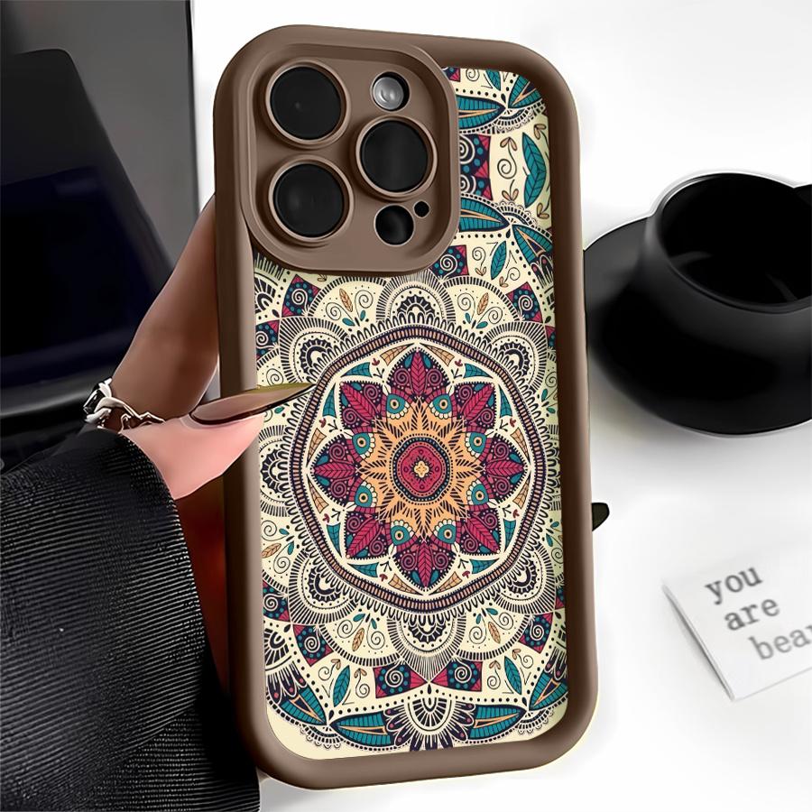 Mandala Pattern Phone Case Suitable for Apple iPhone 17 E Air Pro ProMax iPhone16 15 14 Plus 13 12 Mini 11 X XS XR Shock Proof All Inclusive Lens Protection Vintage Exquisite Can be given to friends