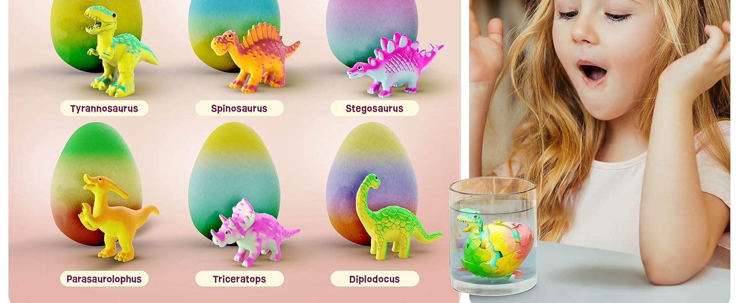 Dan&Darci Dinosaur Hatching Surprise Eggs for Kids - 6 Pack - Grows 600% - Dino Egg Toys for Boys & Girls Age 3-8 - Gift Ideas, Party Favors, Basket Stuffers - Gifts for Girls Ages 3 4 5 6 7 8