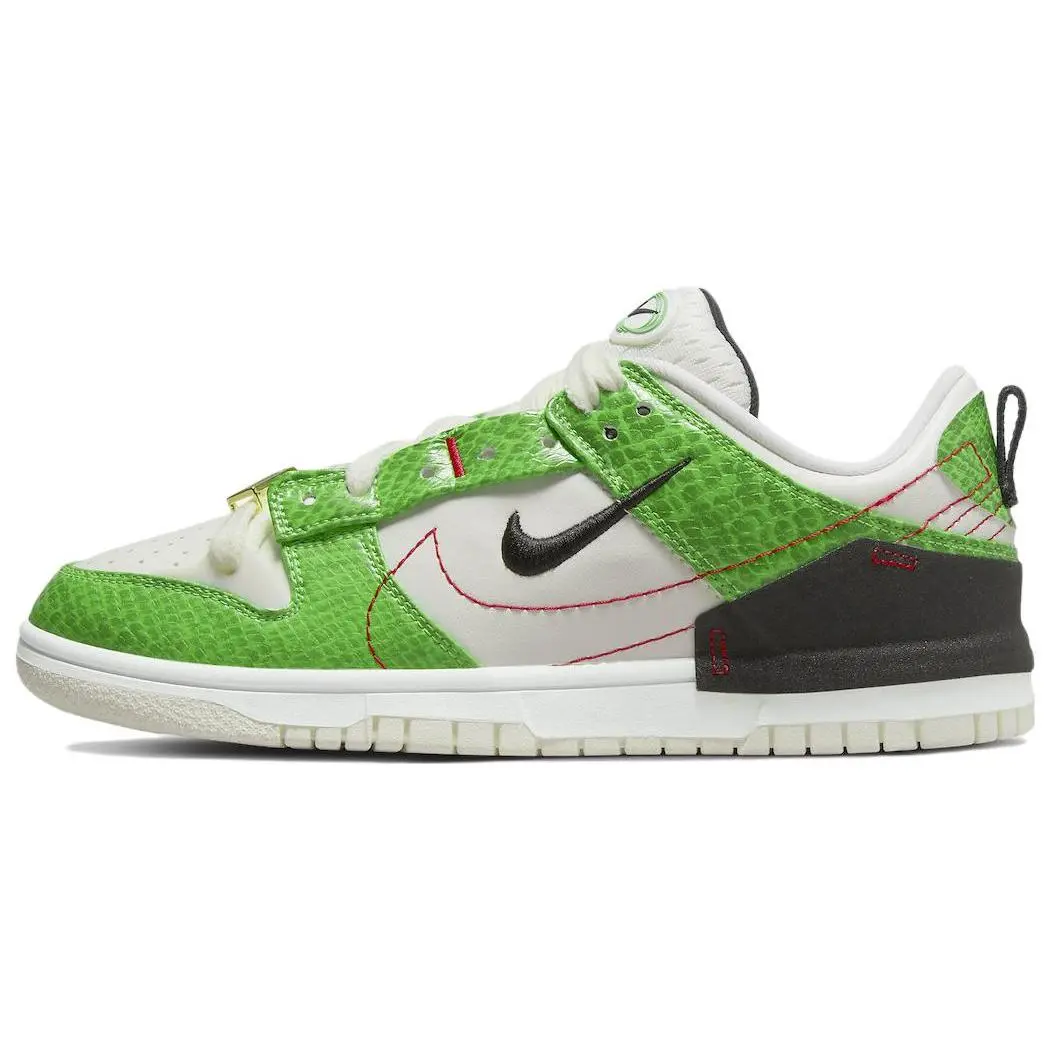 Nike Dunk Disrupt 2 Women’s Low-Top Sneakers – Snake Print, Retro Style, White and Green Verifiable, with credentials and supporting global authentication