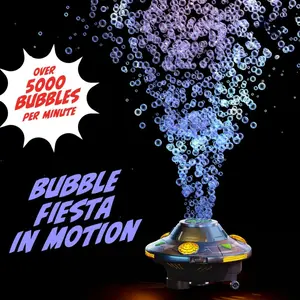 UFO Bubble Machine, Fully Automatic Obstacle Avoidance 360 ° Rotation, Rechargeable Colorful Light Music Robot, Children's Summer Outdoor Bubble Blowing Toy, Novel and Interesting Holiday Gifts