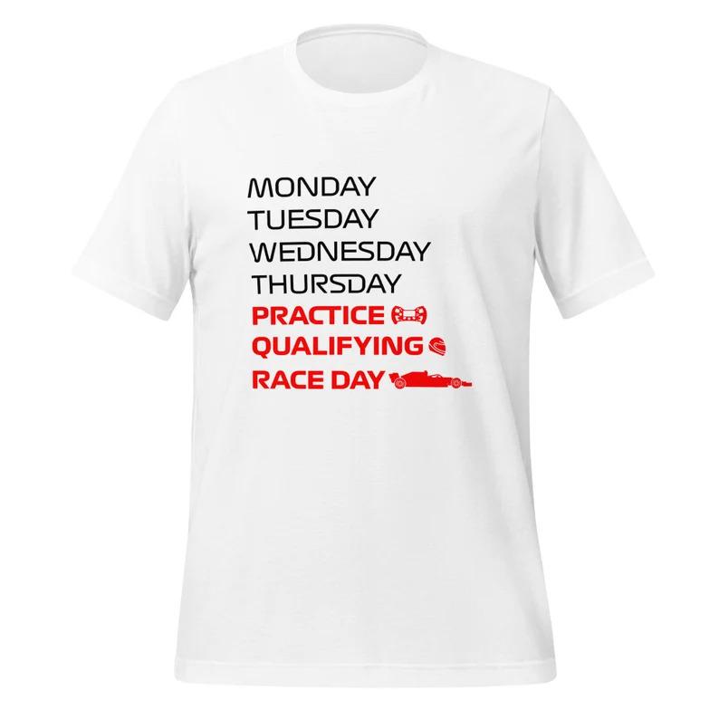 Race Week Graphic Tee, Practice Qualifying Race Day Design, Motorsport Racing Fan Style, Unisex, Comfortable, All‑Season Wear