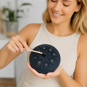 Mini 4.5" Steel Tongue Drum 8 Notes, Beginner Percussion Instrument Kit with Mallet, Stress Relief & Meditation Gift