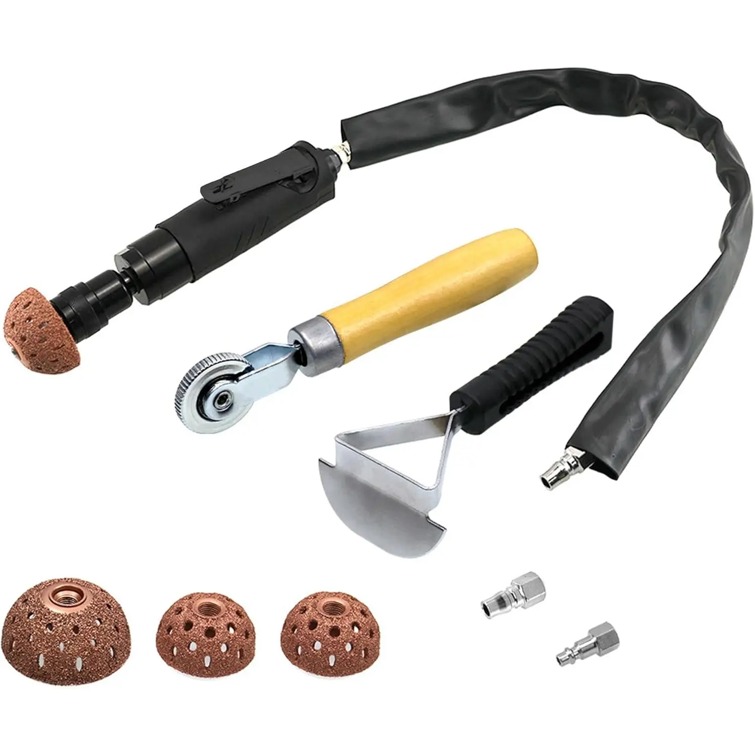 Air Tire Repair Polish Patch Kits-2500 RPM Low Speed Air Tire Buffer | Includes Tire  Inner Liner Scraper, Tire Patch Roller and 3 count Tungsten Steel Buffing Wheels 40mm 55mm