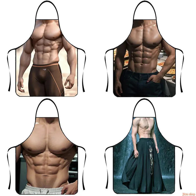 2026 New Sexy Muscle Man Apron for Men with Printed Abs and Pecs, Funny Sleeveless BBQ Apron Novelty Kitchen Gift for Husband Boyfriend Dad, Lightweight Comfortable Party Costume Apron for Grilling Cooking Camping tiktokshopbacktoschool