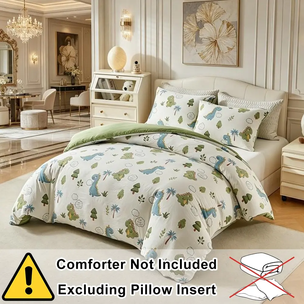 Small Dinosaur Bedding Set, 2 or 3 Piece Set, Cute Animal Print, Bedroom Essentials, Unisex, All Seasons, Perfect Gift, Household Bedding Set