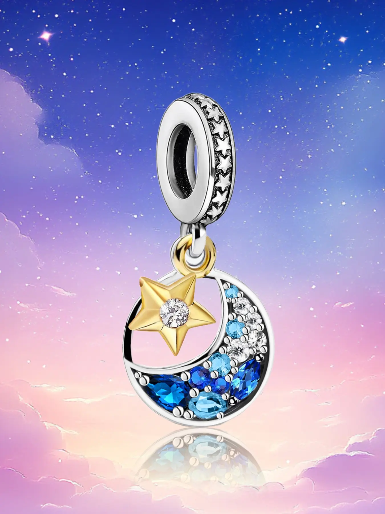 Celestial Ocean Themed Copper Plated Bead Charms with Sparkling Blue CZ and Enamel Accents for Daily Bracelet Decor and Gifting