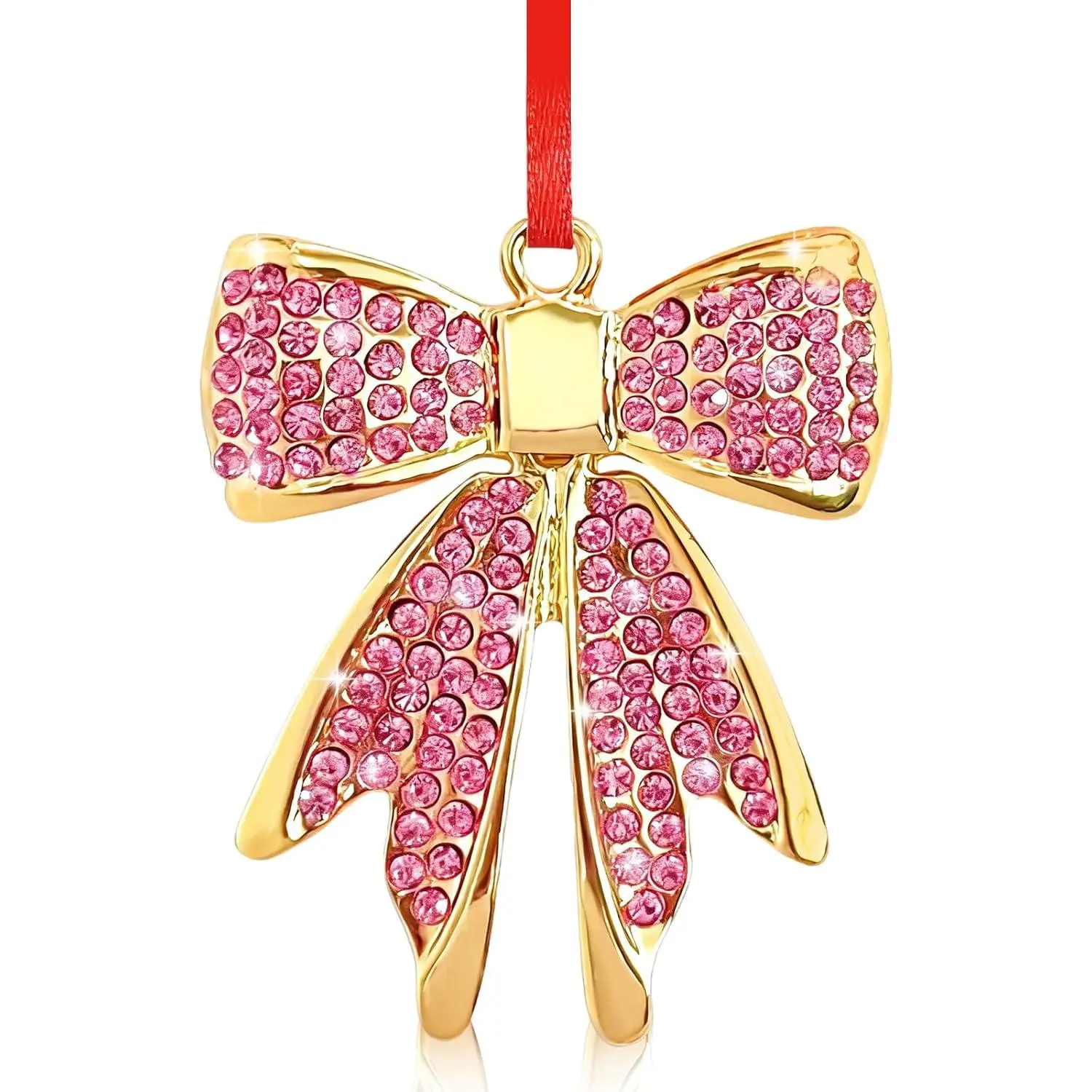 Bow Ornaments for Christmas Tree Decorations 2025 - Metal Bow Christmas Ornaments - Bowknot Christmas Ornament Rhinestones Xmas  Gifts for Women Girls Sister Mom Bestie