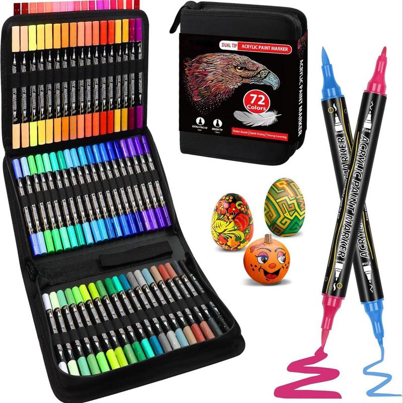 Acrylic Paint Marker Pen Set, 12/24/36/48/60/72/120pcs Double-ended Acrylic Paint Marker Pen, Art Supplies for Rock Glass Ceramic Wood DIY Craft Painting #TOP PICKS
