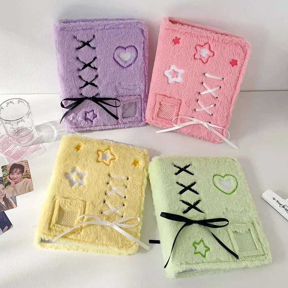 A5 Plush Fabric Binder Photo Album with Binding Closure - Memory Journal, Postcard Organizer for Photo Cards, School Stationery