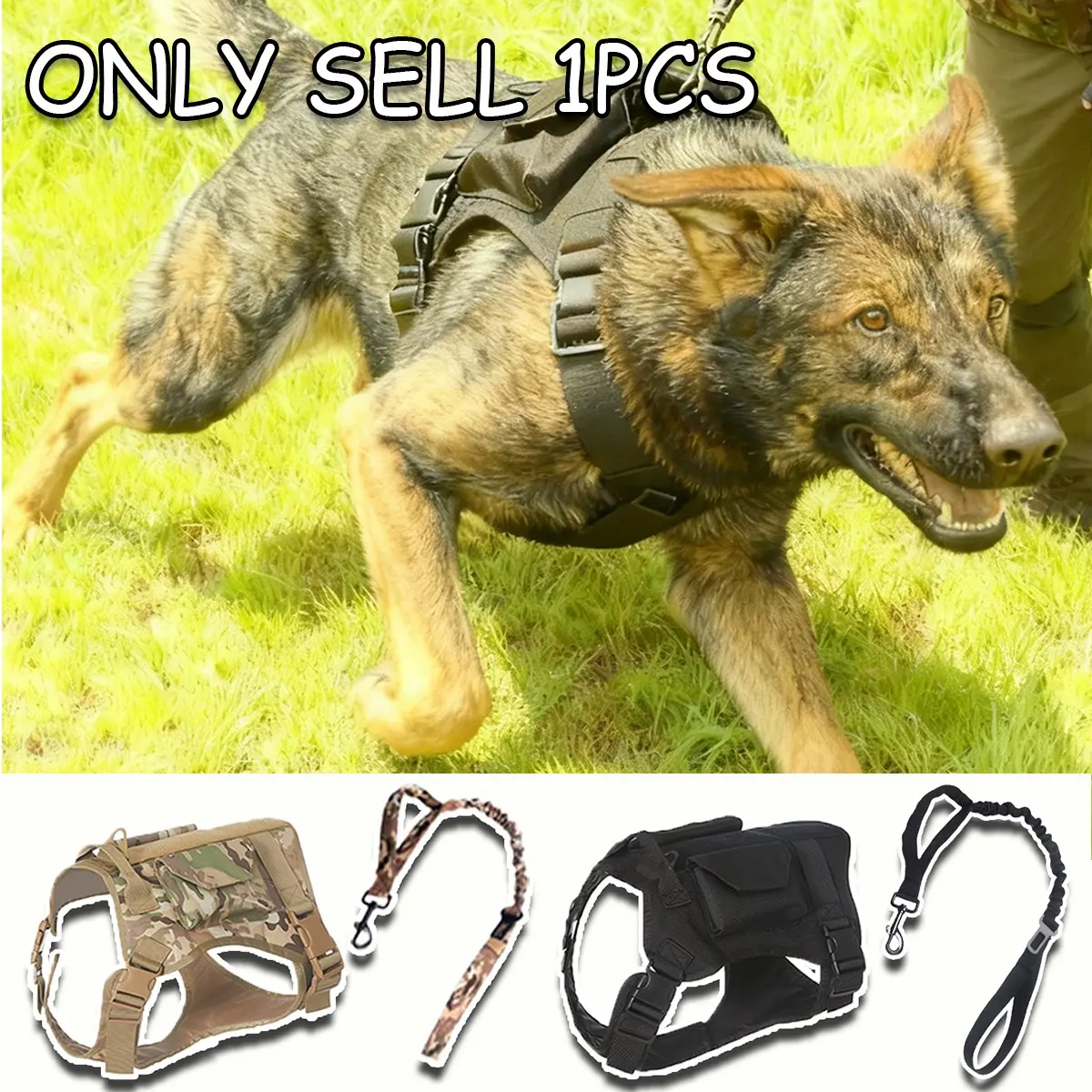 Pet Harness Set with Name Tag, Camouflage Dog Harness with Pockets, Adjustable Pet Leash for Cats & Dogs, Ideal for All Sizes
