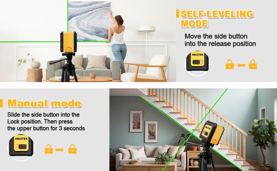 100 Feet Self-Leveling Green Beam Horizontal and Vertical-Line for Home Decoration, Battery Included (NK01G With 47 inch Tripod)