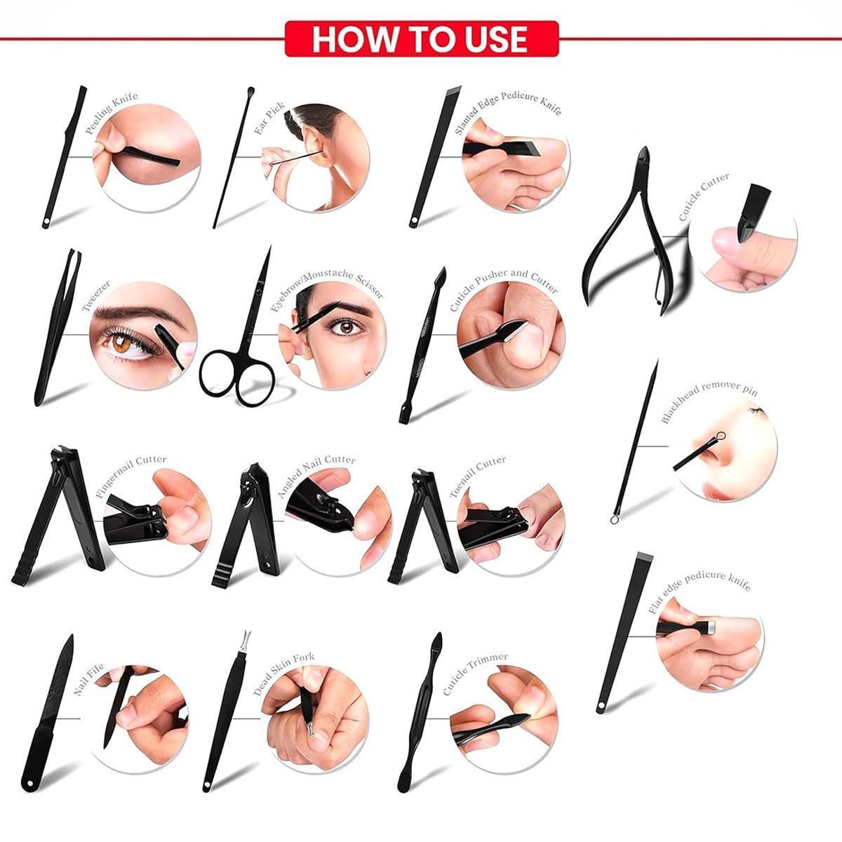 24Pcs Stainless Steel Nail Clipper Set with Storage Case,Stainless Steel Nail Clipper Kit,Professional Manicure & Pedicure Tool Set,Nail Cutter Kit Wallet,Nail Care Tool for Home & Travel, Body Care Products, Nail Supplies,Chrismas Gift New Year Gift