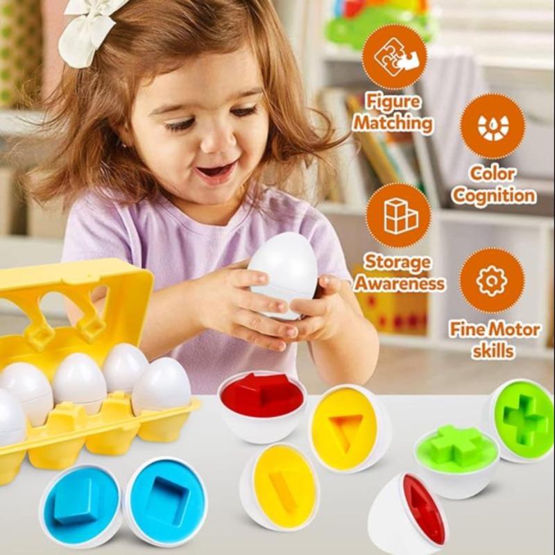 Egg Sensory Toy, Colors and Shapes Sorter Puzzle, 1 Set Colorful Early Education Toys for Color and Shape Learning, Recognition and Matching, Sensory Preschool Cognitive Toys