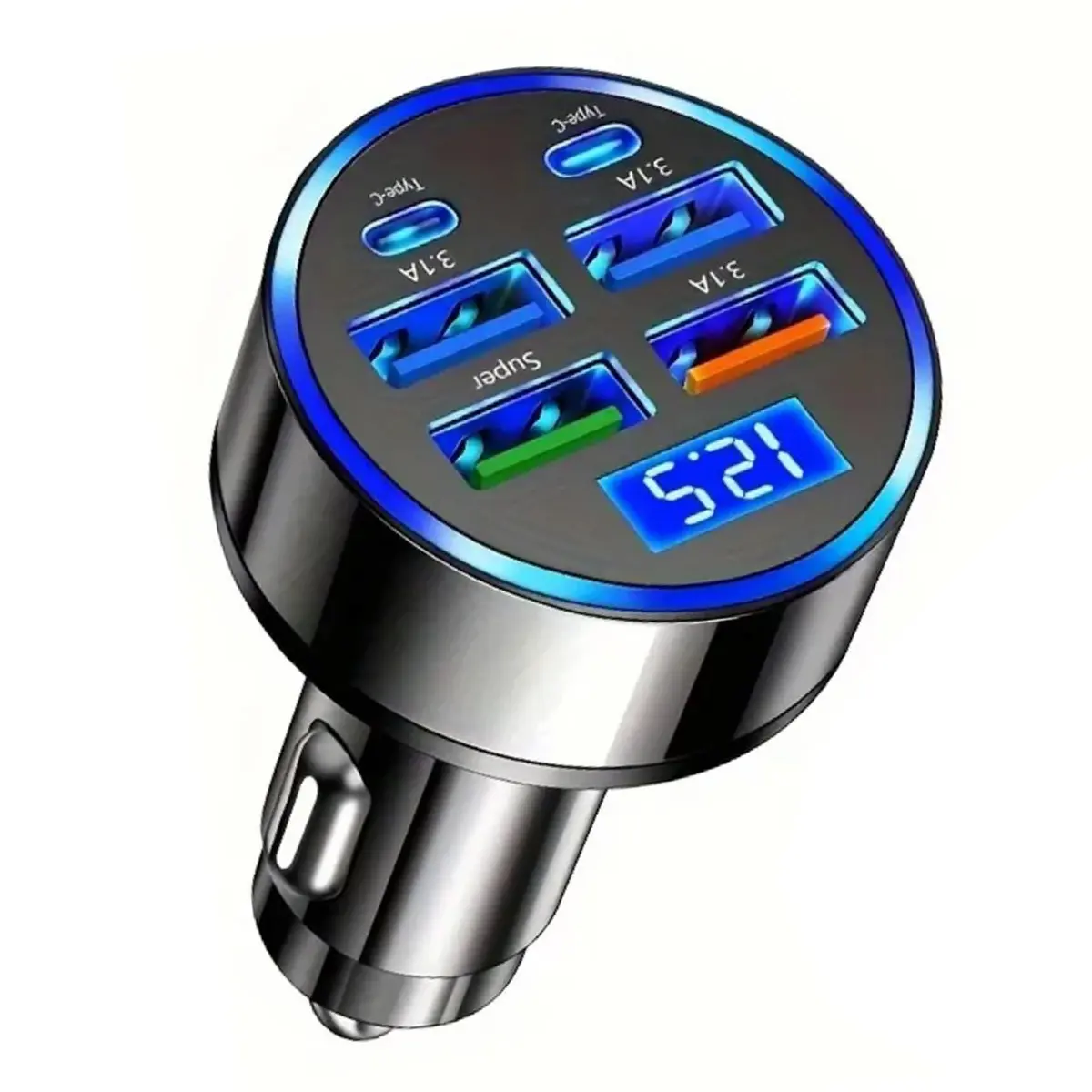 6 Ports USB Car Charger, Multi USB Charger, Multiport Charger, Fast Charging Car Adapter, Type C Mobile Phone Charger for Car, Truck, SUV, Car Accessories, Vehicle Charger