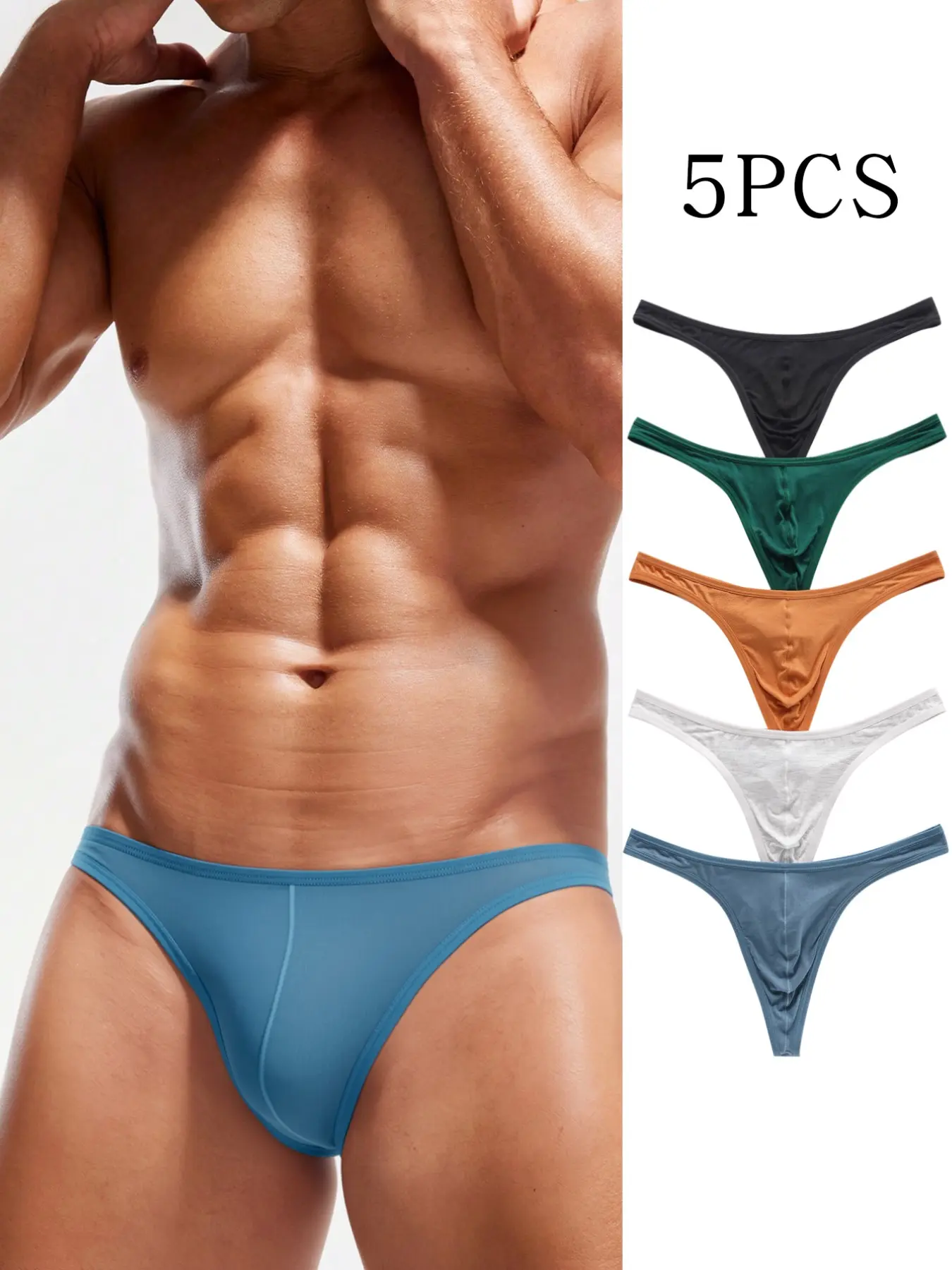 5-Pack Men's Underwear, Sexy Sports Trunk, Comfortable Low-Impact Gym Wear, Training Underwear, Plain Design, All-Seasons, No Ca Prop 65