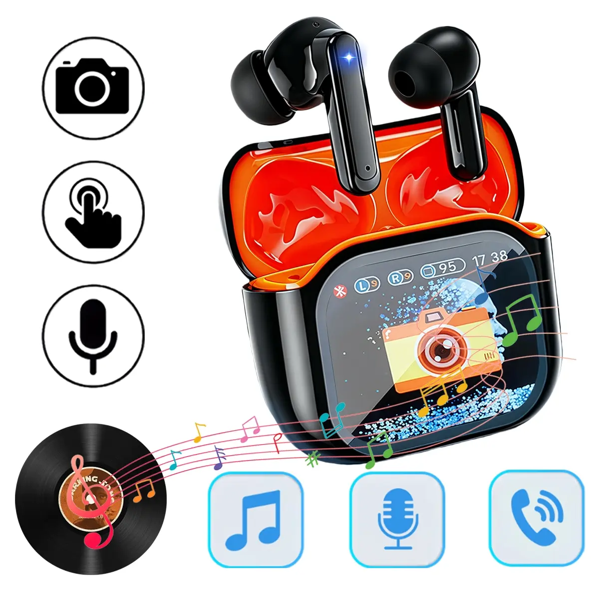 Wireless Bluetooth Earbuds Headphone with active noise cancellation, upgraded Bluetooth 5.4 chip and 3 functional modes, Smart touch control plus long battery life, great for daily use and travel, True Wireless Earbuds