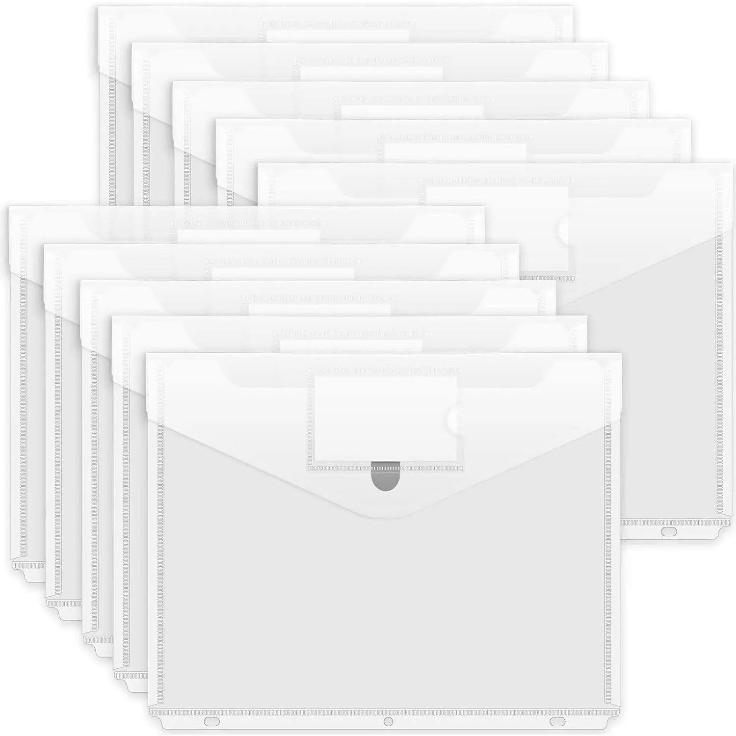 Binder Pocket, 10 Pack Super Heavyweight Plastic Folders with Tight Closure, Folders with Pockets Side Loading, Binder Organizer, Binder Dividers with Pockets, Letter Size, Clear