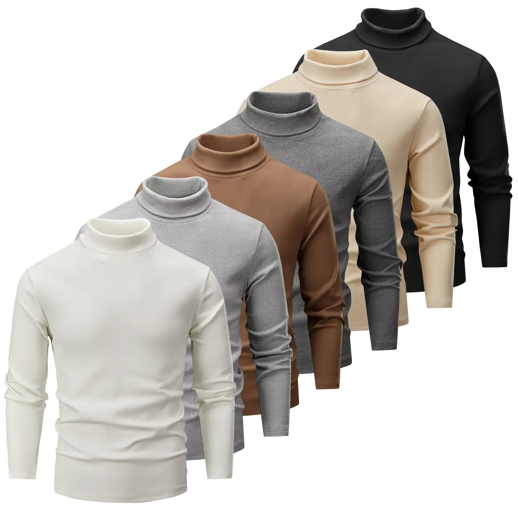 Men's Turtleneck Long Sleeve T-Shirt High Stretch Thermal Base Layer Mock Neck Undershirt Soft Pullover Tops Casual Basic Solid Color Layering Tee for Fall Winter Outdoor Daily Wear Smart Business Layered Underwear Warm Outfit Top Menswear Tshirt