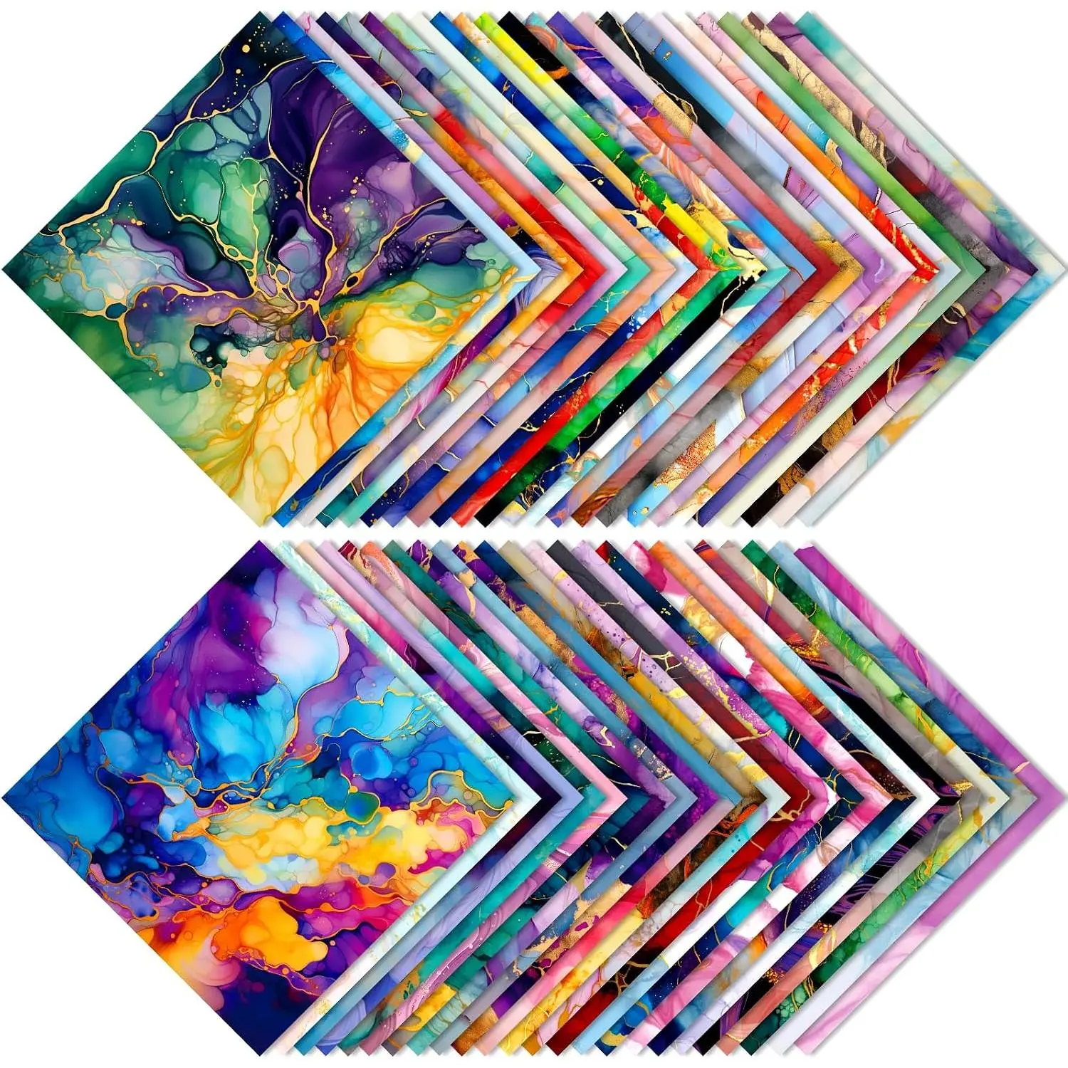 48 count Marbled Themed Mixture Colored Paper, 6"×6” Scrapbooking Cardstock Paper Specialty Patterned Collection Folded Flat for DIY Decorative Background Card Making Photo Album Decor