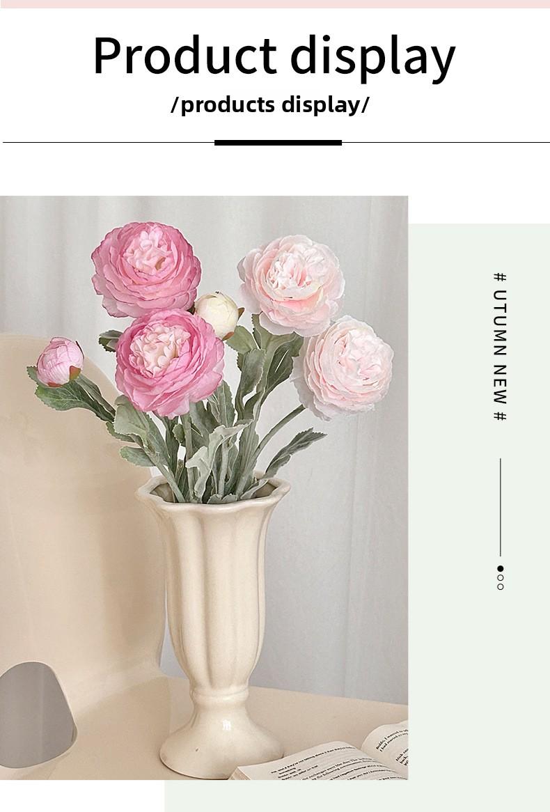3 artificial flocked lotus flowers, faux peonies for home living room and window decoration, popular on TikTok and Xiaohongshu