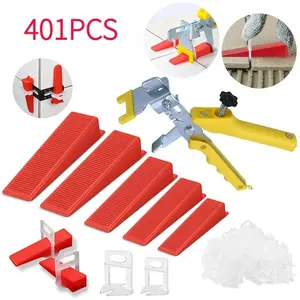401pcs Tile Leveling System Clips, 1/1.5/2/2.5/3mm Ceramic Leveler Spacer Plier Wadge Kit, Construction Tools for Tile Laying, Tile Installation Tools