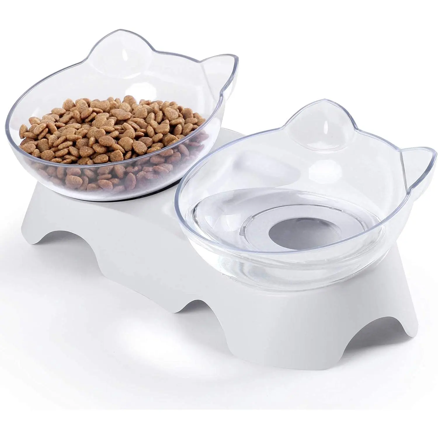 Cat Bowls, Cat Food Bowls Elevated Tilted, Anti Vomiting Kitty Bowl for Puppy and Bunny, Orthopedic for Indoor Cats.