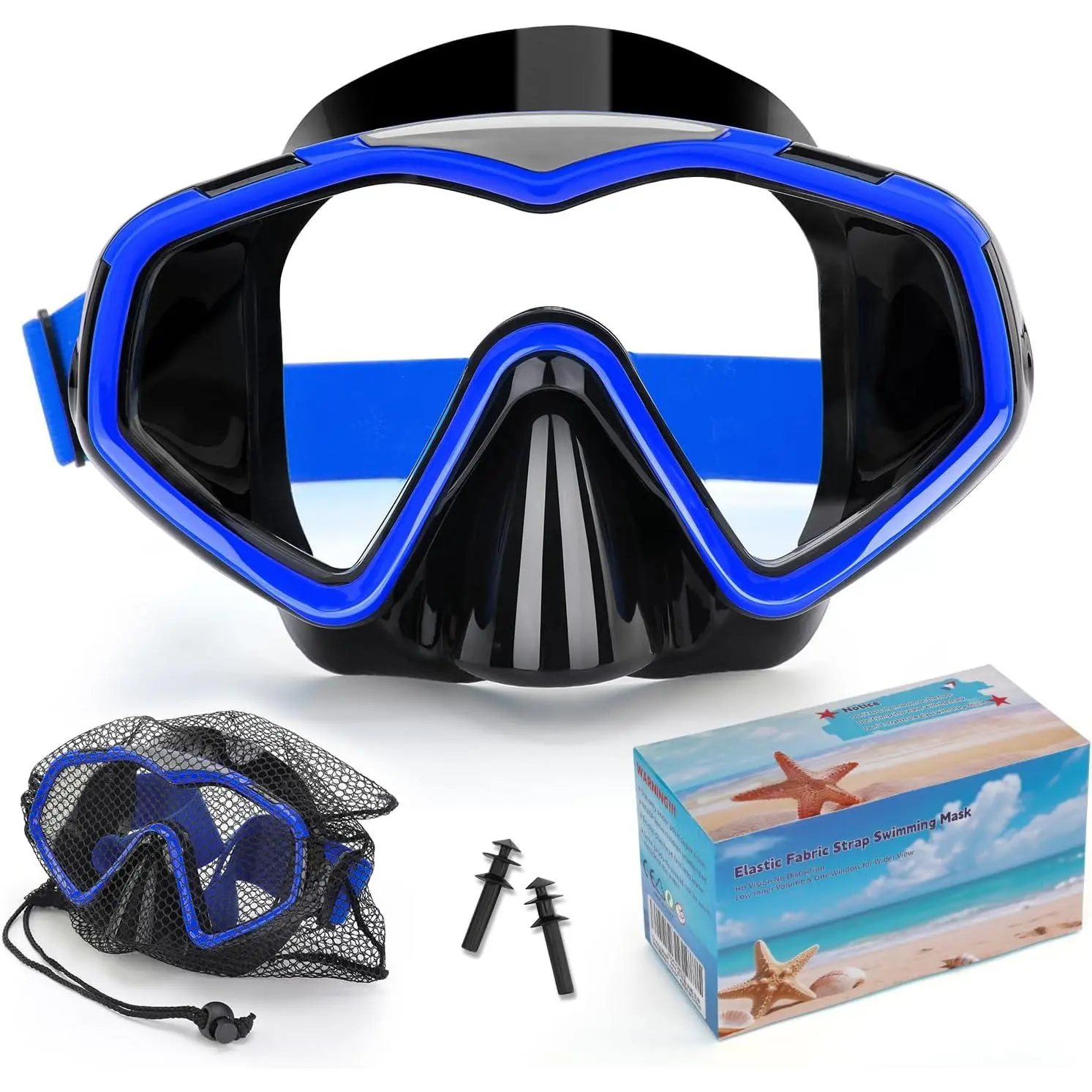 Diving Mask, Adults Swimming Goggles with Nose Cover, Anti-Leak  Adult Snorkel Mask, Wide View Swim Goggles with Fabric Strap and Ultra Clear PC Lens