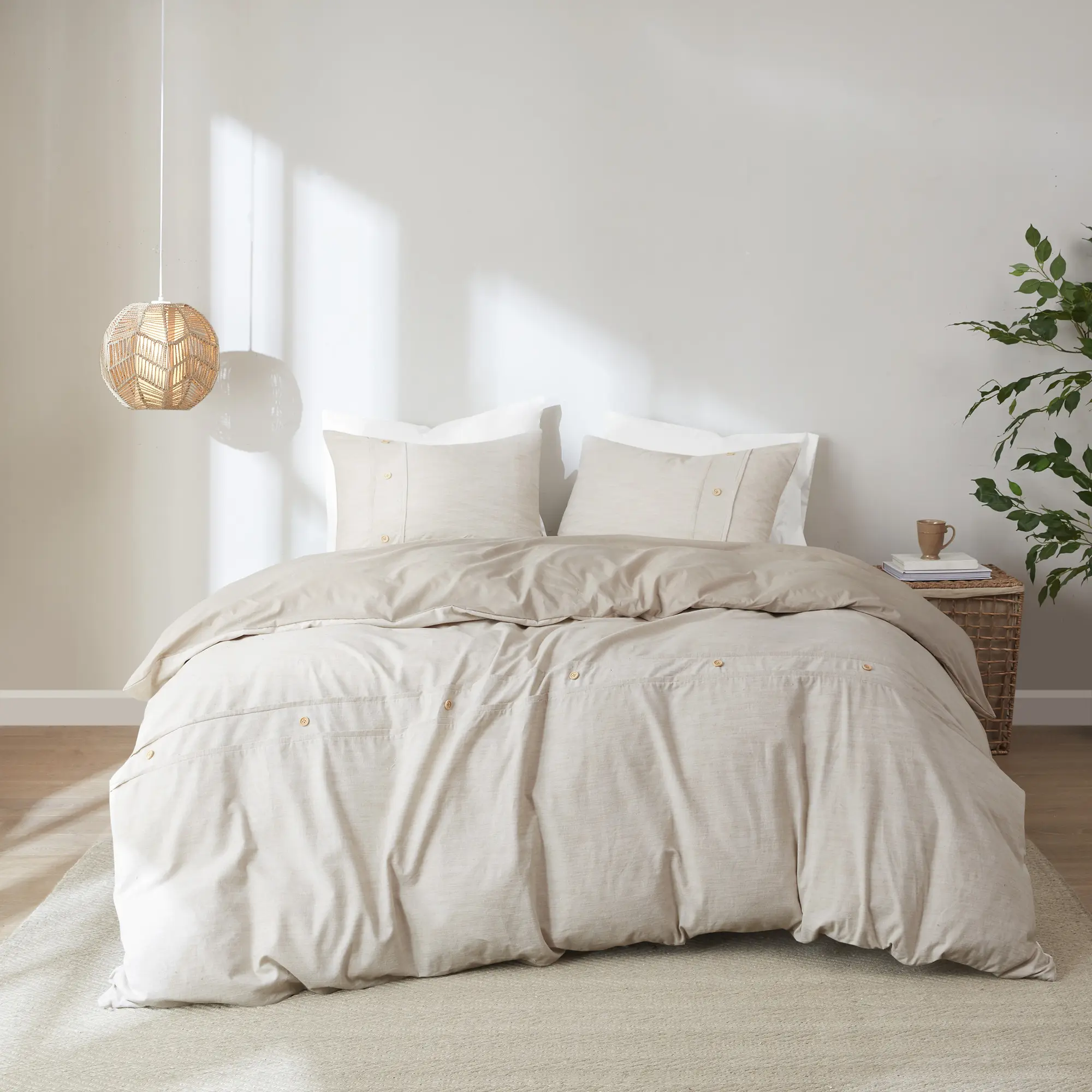 ARCH 3 Piece Organic Cotton Oversized Duvet Cover Set Natural Full/Queen Size Soft Breathable Bedding with Button Closure and Inner Ties for Master Bedroom Guest Room Hotel Use, Home Furniture and Household Product Search Terms for US Online Shopping