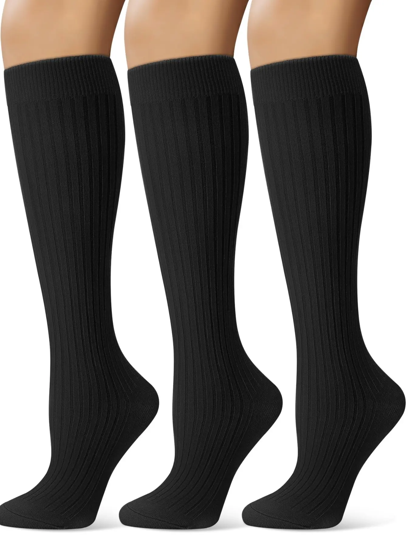 3 Pairs Knee-High Socks for Women Warm Long Socks Winter Slouchy Soft Ribbed Knit Cozy Casual Work Athletic Socks Gifts for Women