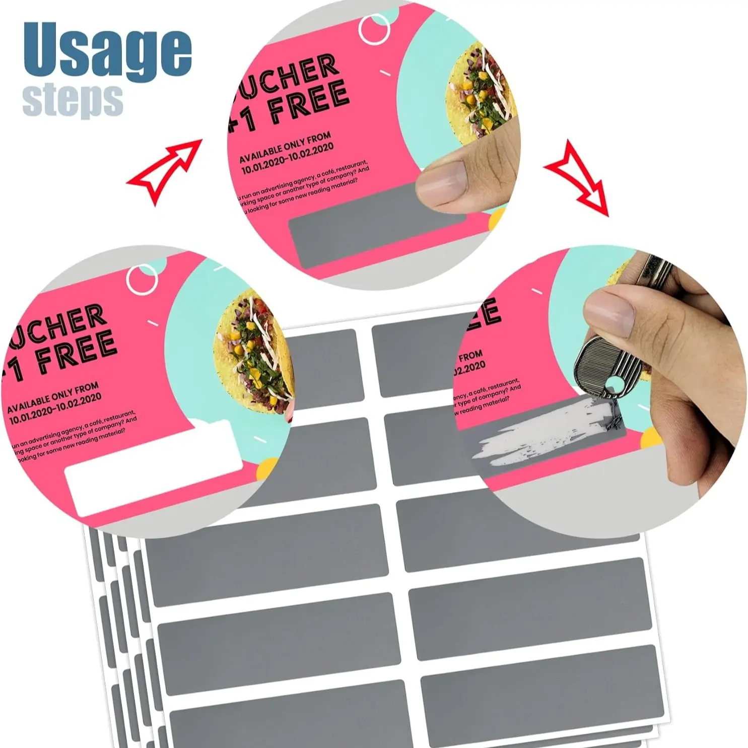 200 Sheets Scratch-Off Stickers, 20 Backing Papers, 0.6x1.9 Inch Self-Adhesive Rectangular Stickers, DIY Scratch Cards, Reward Cards, Party Gifts