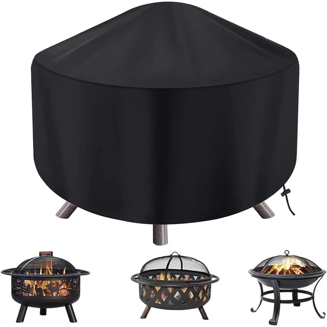 Round Fire Pit Cover for 22-34 Inch Firepit, Heavy Duty Outdoor Patio Fireplace Covers - Waterproof Dustproof Anti UV and Tear Resistant