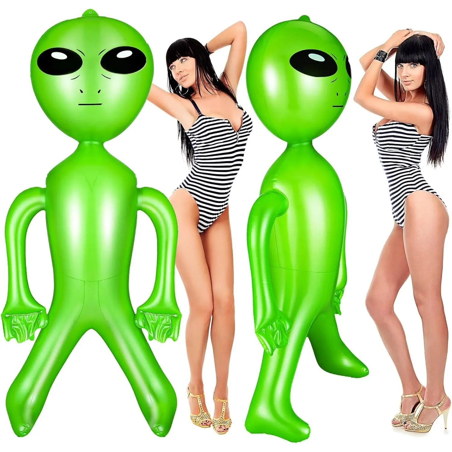 1 Piece 63 Inch Giant Inflatable Alien Blow up Jumbo Green Inflate Alien for Theme Birthday Party Favors Decorations Indoor Outdoor Photo Prep Halloween Easter Christmas Decorations