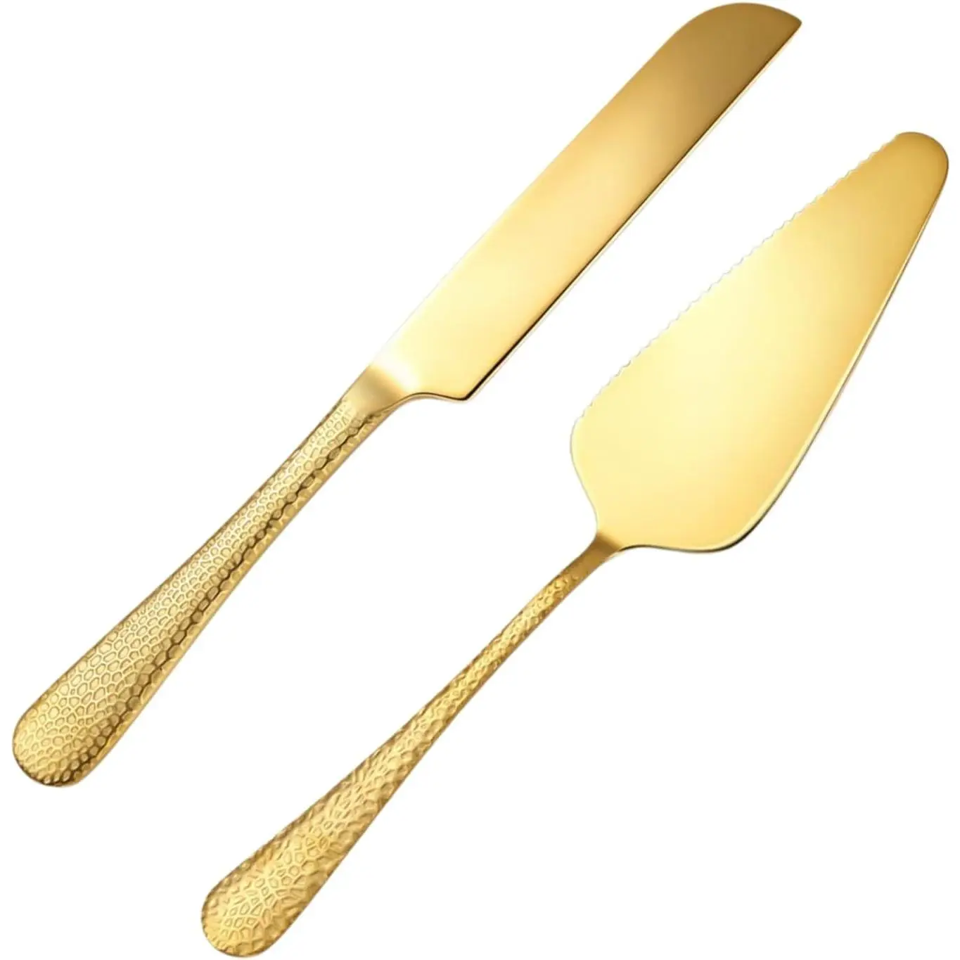 Cake  and Server Set, Stainless Steel Wedding Cake  Set | Elegant  Finish with Hammered Texture – Ideal for Birthdays, Bridal Showers & Anniversary Celebrations – Dishwasher Safe