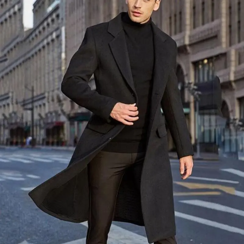 Men's Long Trench Coat Woolen Coat Men's Woolen Coat Woolen Coat