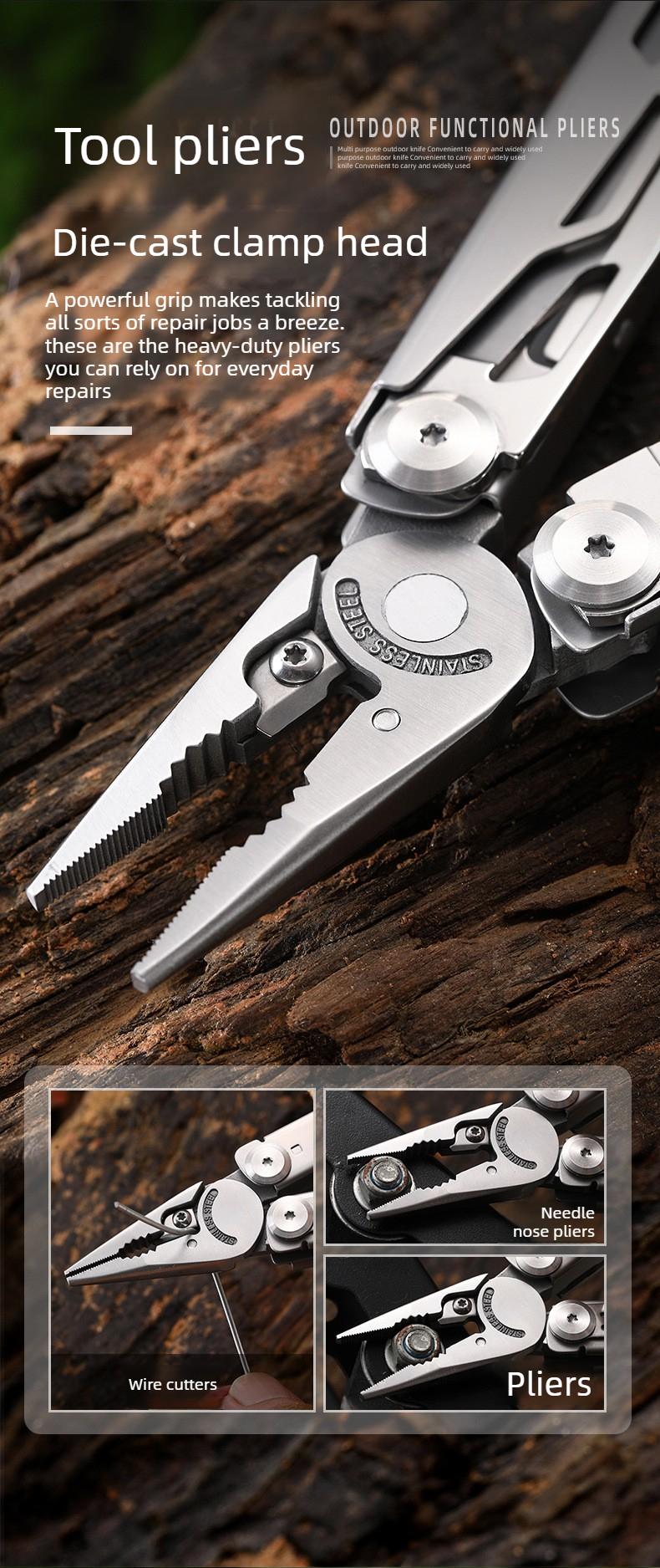 Multi-functional pliers with outdoor folding knife - portable pocket knife, emergency survival gear, multi-tool combination pliers rally essential gear