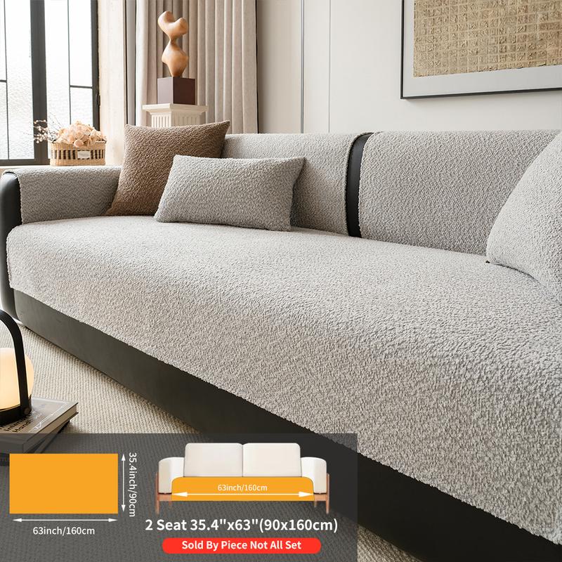 Pure Color Pearl Velvet Sofa Cover, Washable Sofa Slipcover, Pet-Friendly Anti-Slip Protector, Home Decor Furniture Protector for Living Room Bedroom