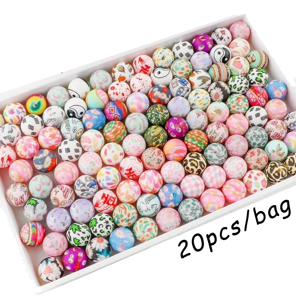 15mm Silicone Beads Set, 20pcs/box DIY Galaxy Beads for Bracelets Necklace Earrings, DIY Jewelry Making Supplies for Women & Teenager, Mix Bead Assortment, DIY Beading Accessories, Diy Craft Embellishments, Beads For Crafts