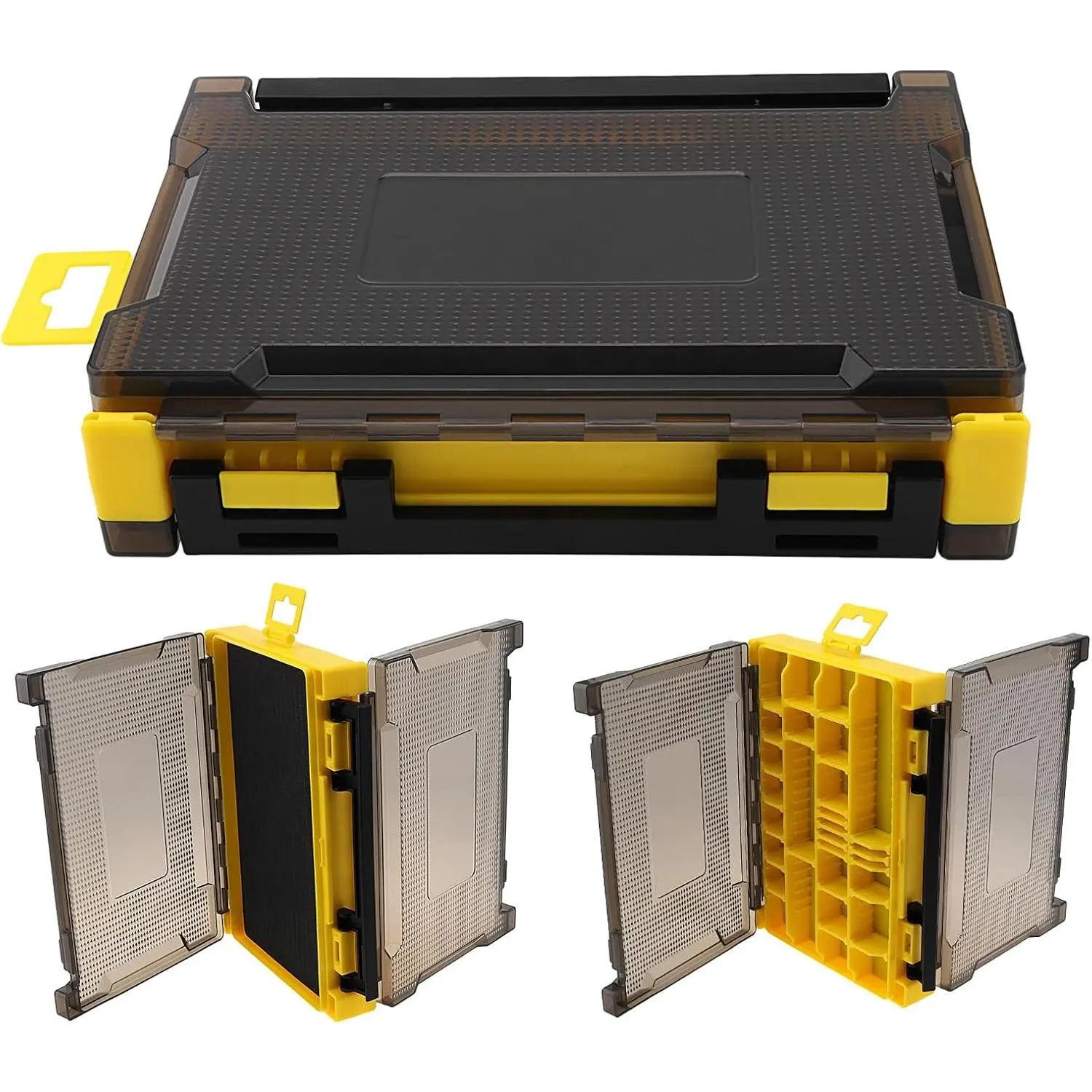 Fishing Accessories Storage Box, Double Sided Tackle Boxes Hook Organizer, Fishing Lure Case for Lure  Accessories (Yellow)