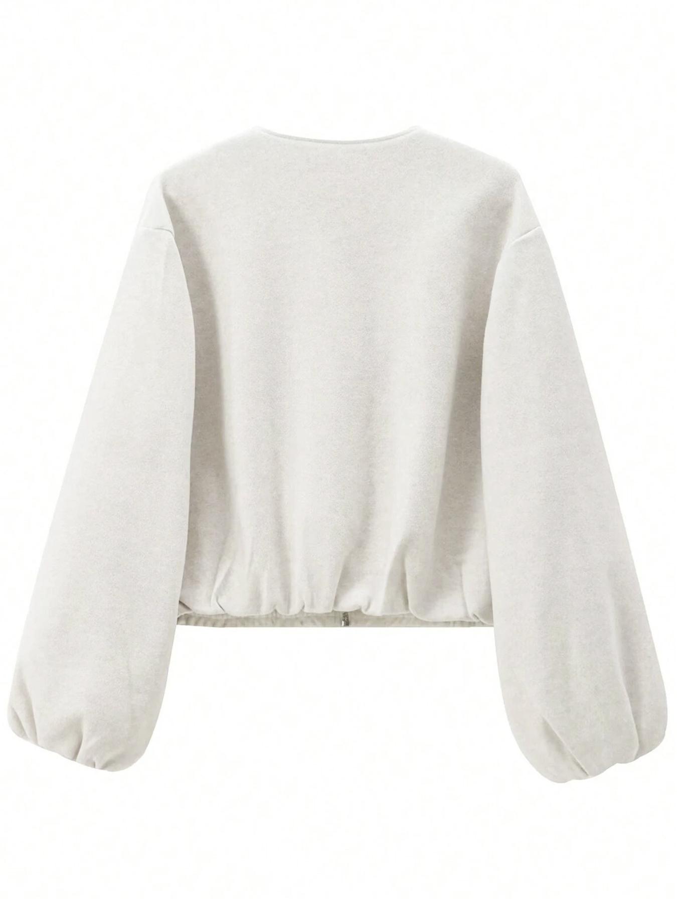 Women's Zipper Jacket Coat, Casual Style Women's Outerwear, Perfect for Fall & Winter Daily Wear, Fitted Design, Woven, Moderate Fabric Thickness