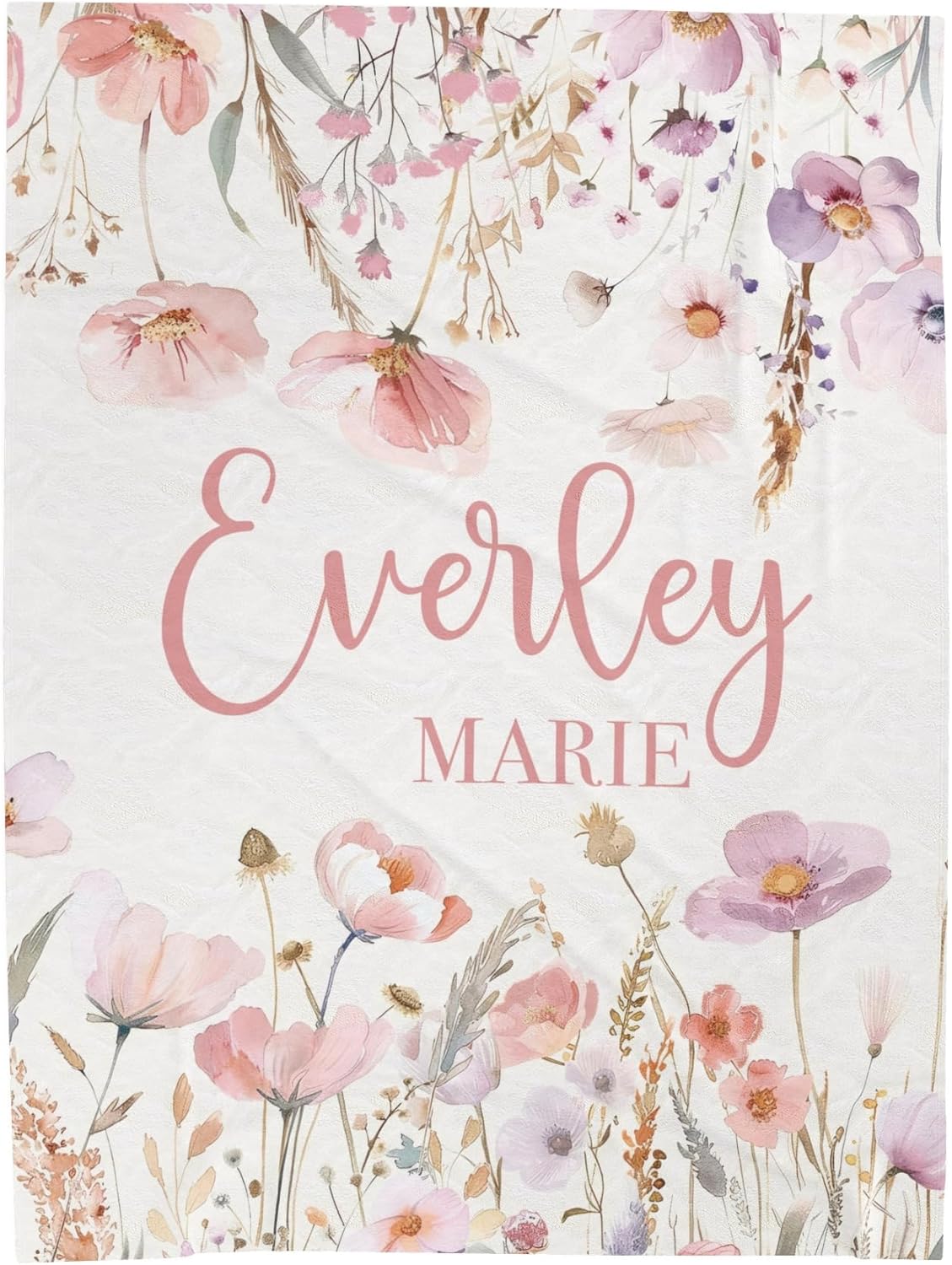 Wildflower Personalized Blankets for Girls Customized Name Blanket for Girl Swaddle - Soft Minky Fleece Sherpa Material Wildflower Personalized Blankets for Girls Customized Name Blanket for Girl Swaddle - Soft Minky Fleece Sherpa Material